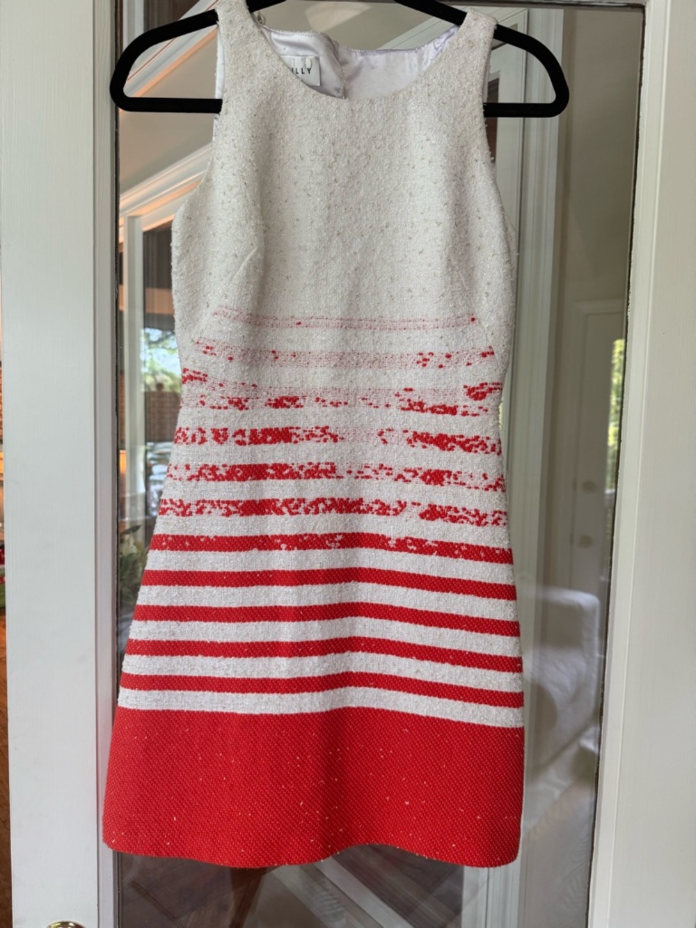DESIGNER sz 2 Milly Cream Tangerine Tweed Dress with Gold Thread. GUC! Wedding 🥰